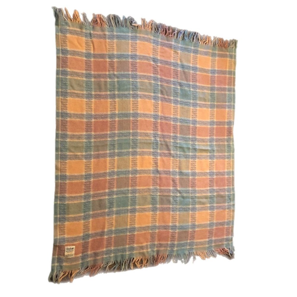 Vtg! FARIBO BLANKETS/FARIBAULT WOOLEN MILL CO. Plaid Wool THROW Sz-52" x 42"-USA